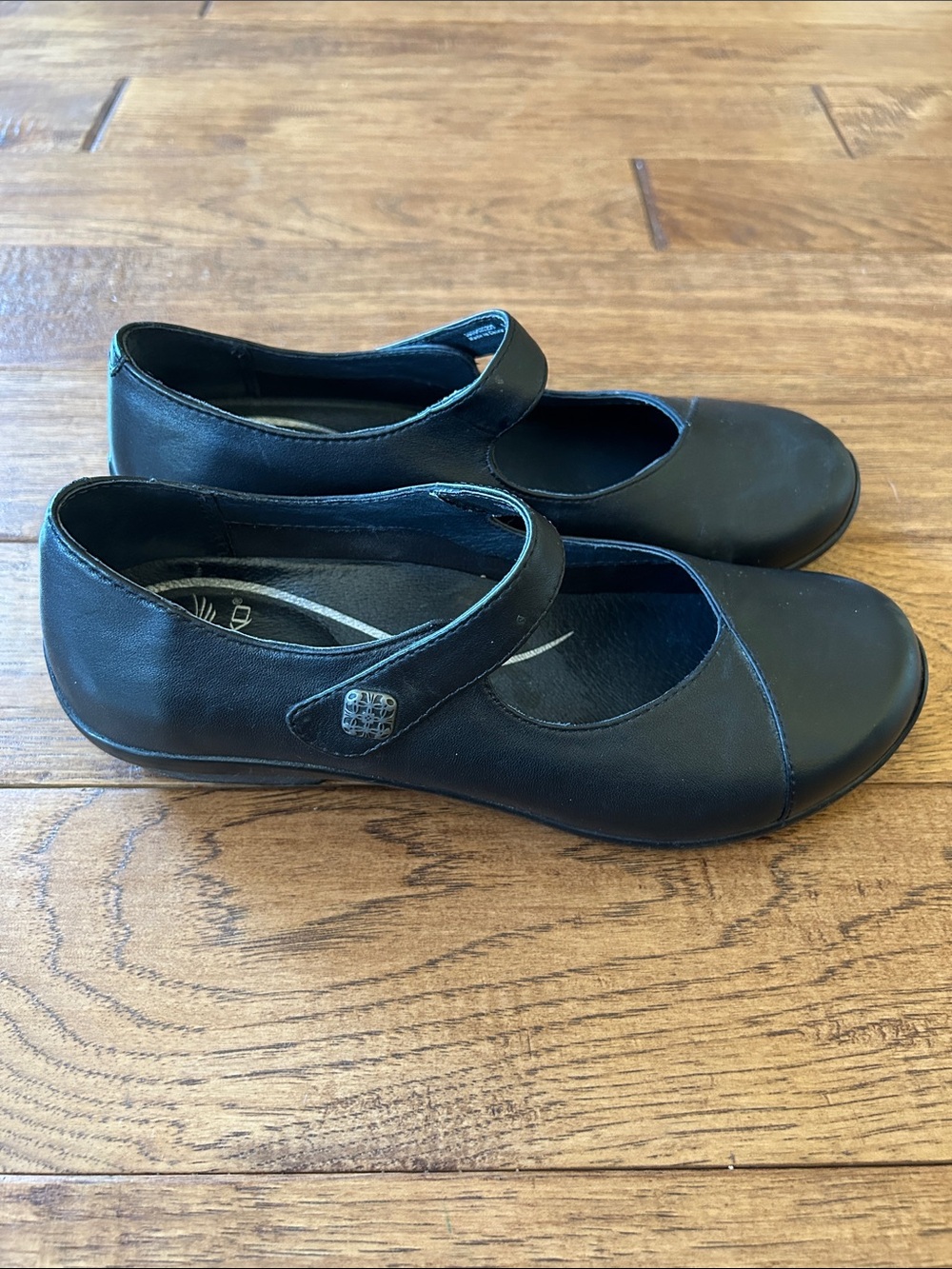 Dansko Mary Jane Flats Comfort Shoes Black Leather Size 36